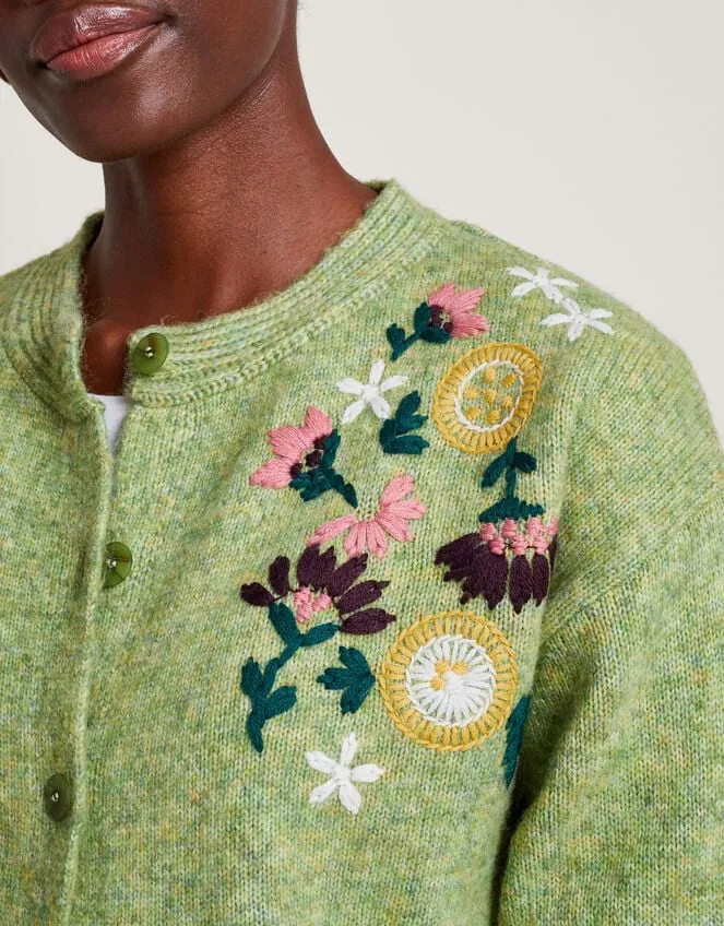 Fay Floral Embroidered Cardigan Green Women Monsoon Knitwear