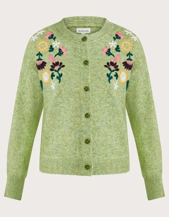 Fay Floral Embroidered Cardigan Green Women Monsoon Knitwear