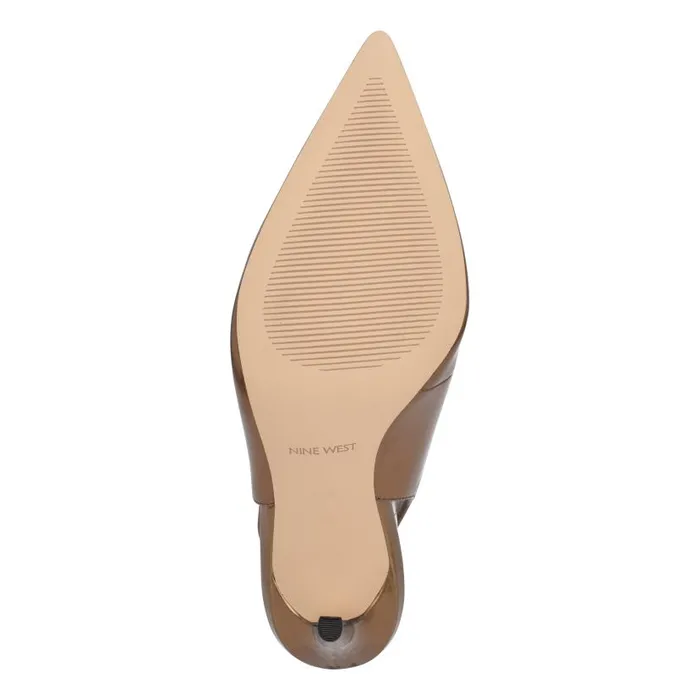 Feather Pointy Toe Slingback Pumps Bronze Women Nine West Heels