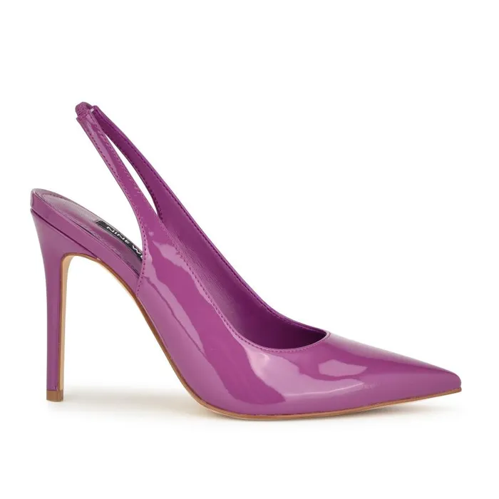 Feather Pointy Toe Slingback Pumps Fuschia Patent Women Nine West Heels