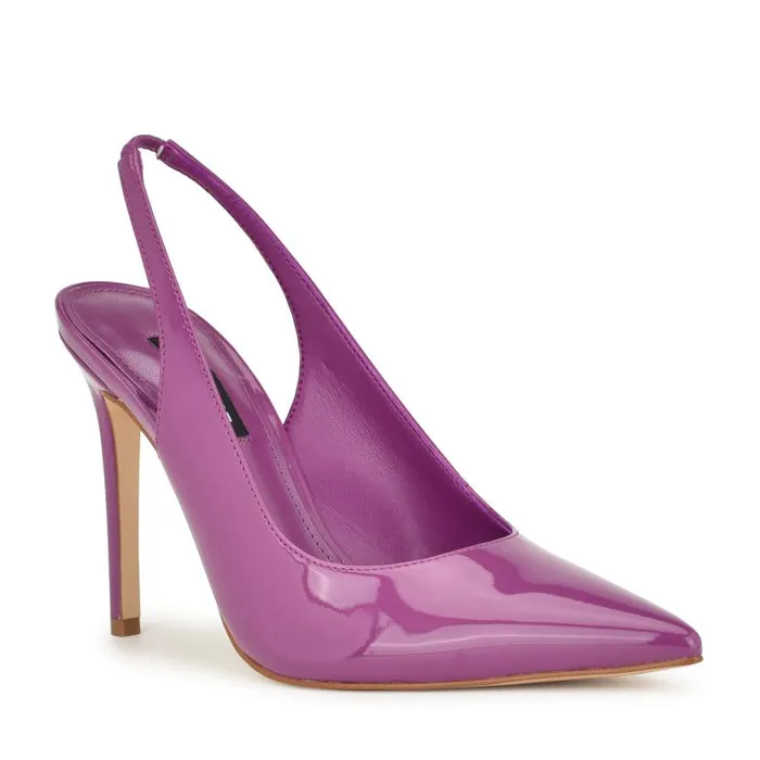 Feather Pointy Toe Slingback Pumps Fuschia Patent Women Nine West Heels