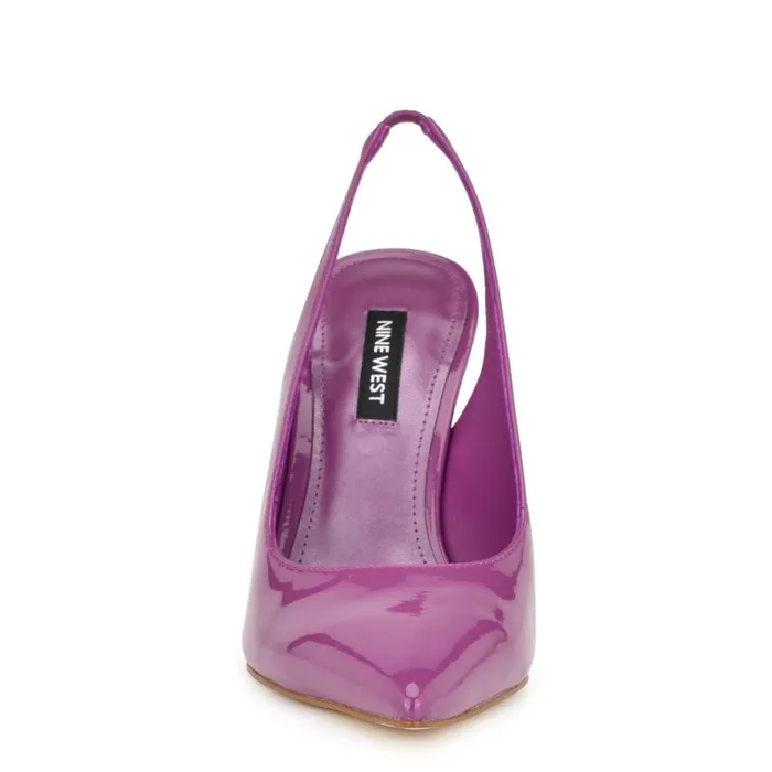 Feather Pointy Toe Slingback Pumps Fuschia Patent Women Nine West Heels