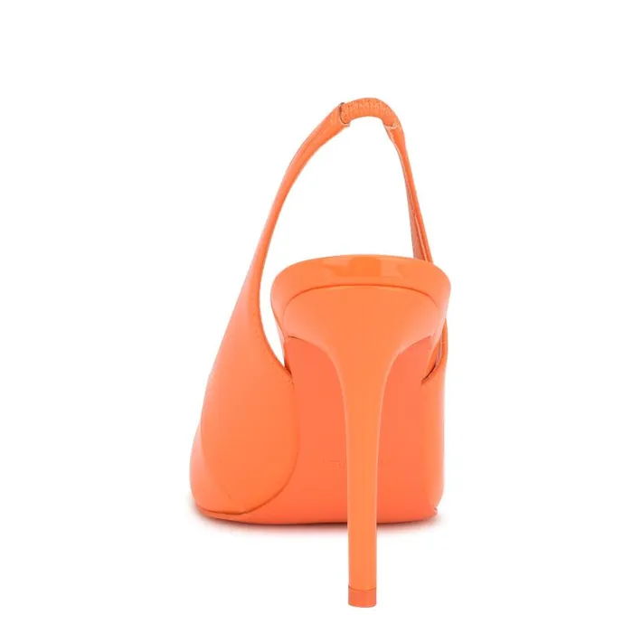 Feather Pointy Toe Slingback Pumps Orange Patent Women Nine West Heels