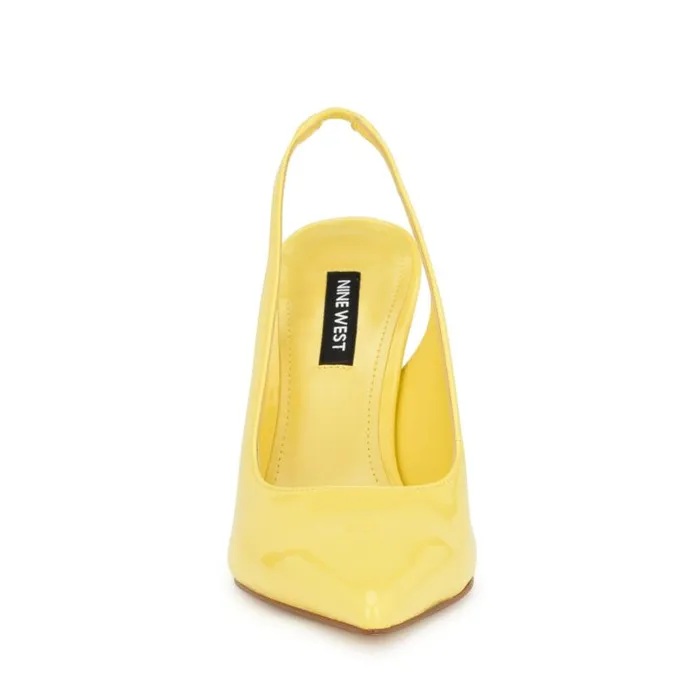 Feather Pointy Toe Slingback Pumps Yellow Patent Women Nine West Heels