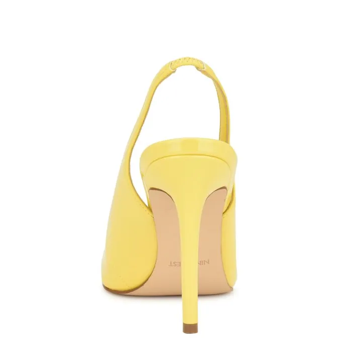 Feather Pointy Toe Slingback Pumps Yellow Patent Women Nine West Heels