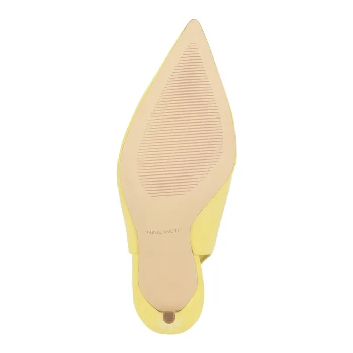 Feather Pointy Toe Slingback Pumps Yellow Patent Women Nine West Heels