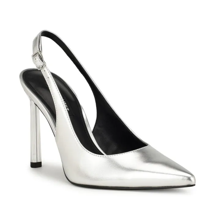 Felina Pointy Toe Slingback Pumps Silver Women Nine West Heels