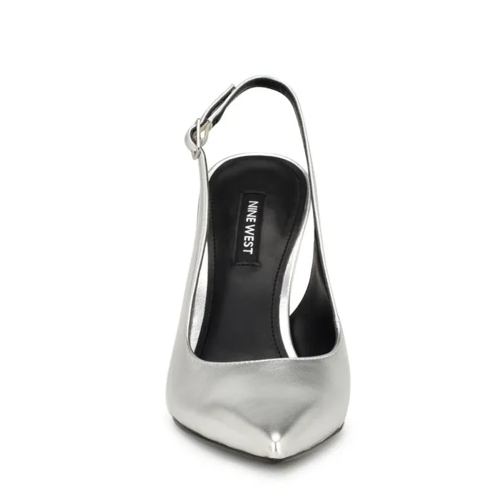 Felina Pointy Toe Slingback Pumps Silver Women Nine West Heels