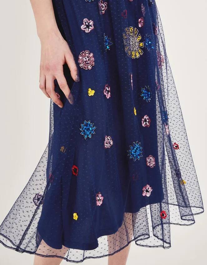 Fernada Embellished Dress Blue Women Monsoon Occasionwear