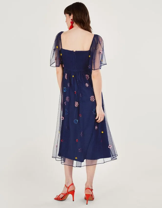 Fernada Embellished Dress Blue Women Monsoon Occasionwear