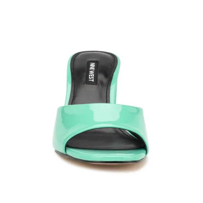 Ferris Block Heel Sandals Neon Mint Green Patent Women Nine West Heels