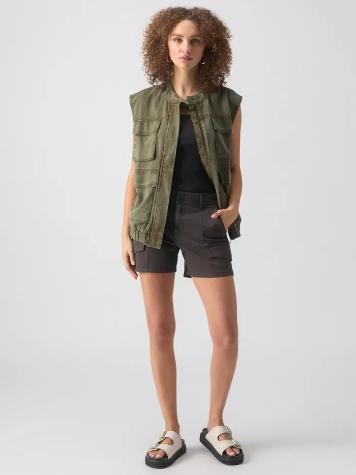Field Utility Vest Washed Olive Women Sanctuary Clothing Jackets and Outerwear