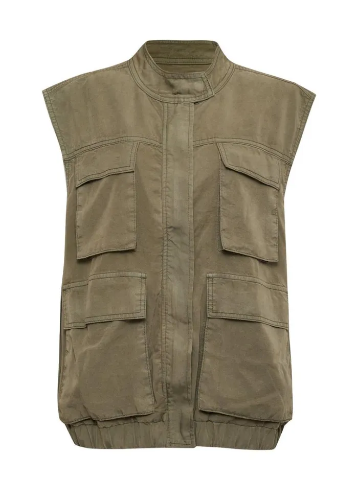 Field Utility Vest Washed Olive Women Sanctuary Clothing Jackets and Outerwear