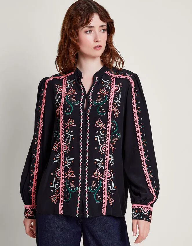 Fifi Embroidered Blouse Black Women Monsoon Tops and Blouses