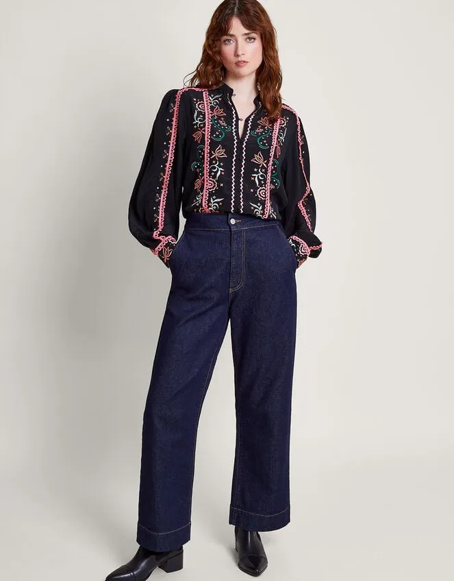 Fifi Embroidered Blouse Black Women Monsoon Tops and Blouses