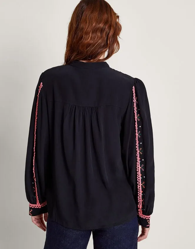 Fifi Embroidered Blouse Black Women Monsoon Tops and Blouses