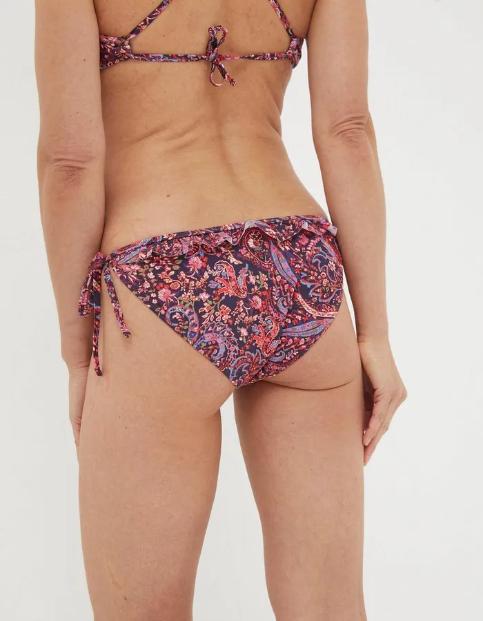 Fiona Frill Paisley Tie Side Bottoms Purple Women FatFace Beachwear and Swimwear