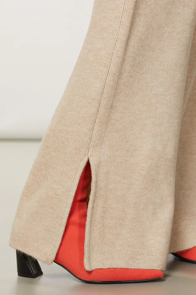 Flared Women Patrizia Pepe Soft Pants With Drawstring Craft Beige