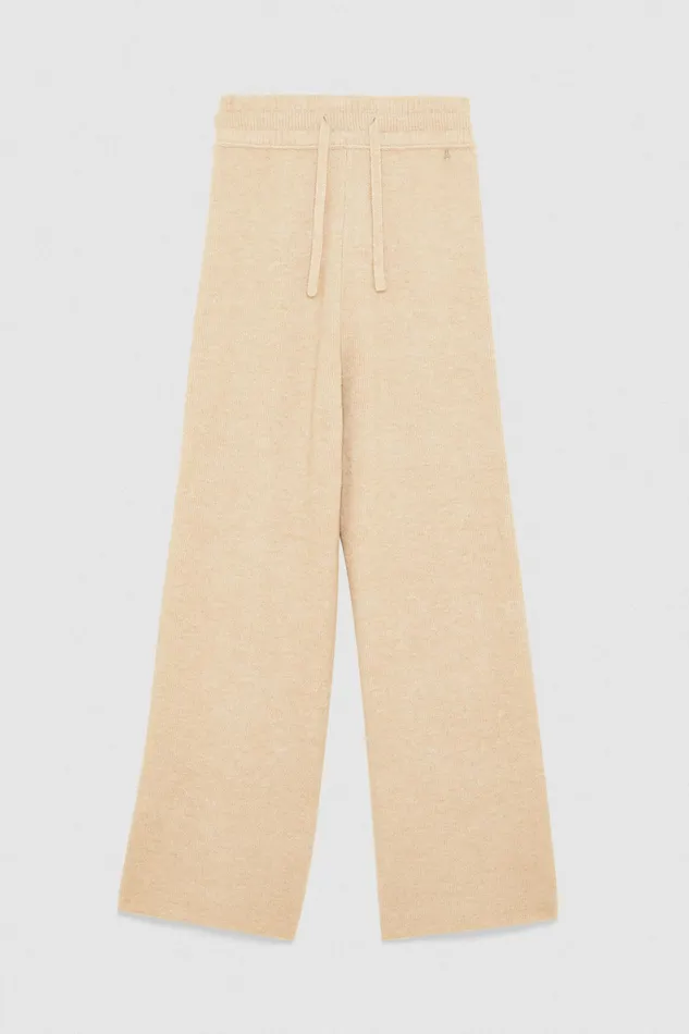 Flared Women Patrizia Pepe Soft Pants With Drawstring Craft Beige