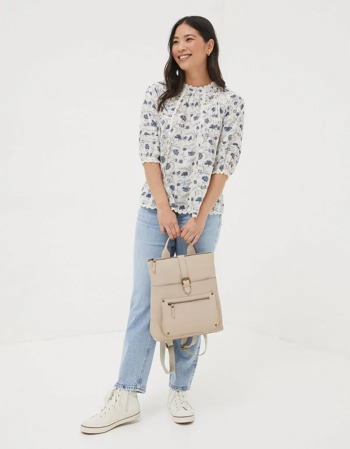 Flora Broderie Ditsy Blouse Ivory Women FatFace Shirts and Blouses