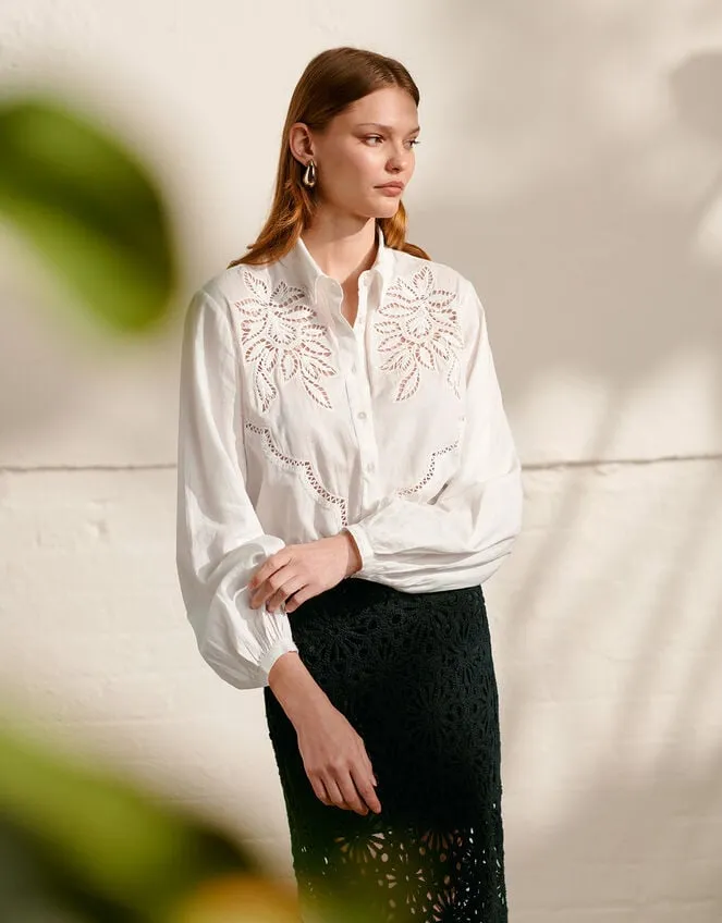 Flora Cutwork Shirt White Women Monsoon Tops and Blouses