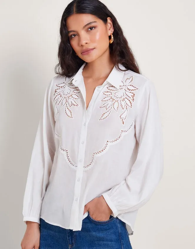 Flora Cutwork Shirt White Women Monsoon Tops and Blouses