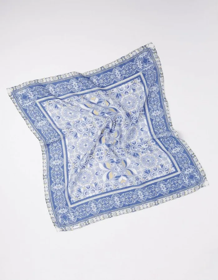 Floral Border Hair Scarf Blue Women FatFace Hair Accessories