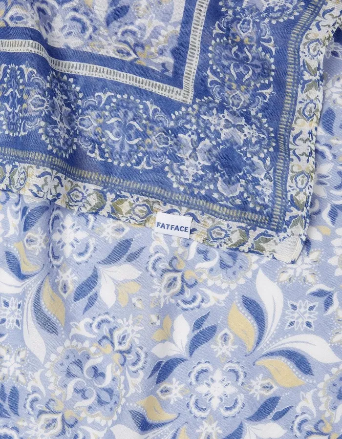 Floral Border Hair Scarf Blue Women FatFace Hair Accessories