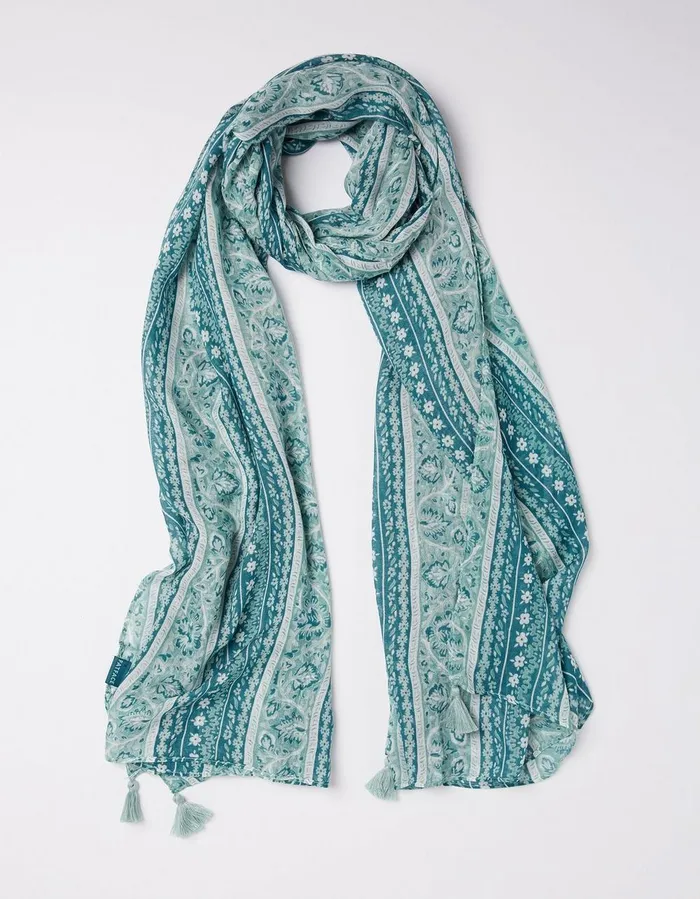 Floral Border Scarf Multi Women FatFace Scarves