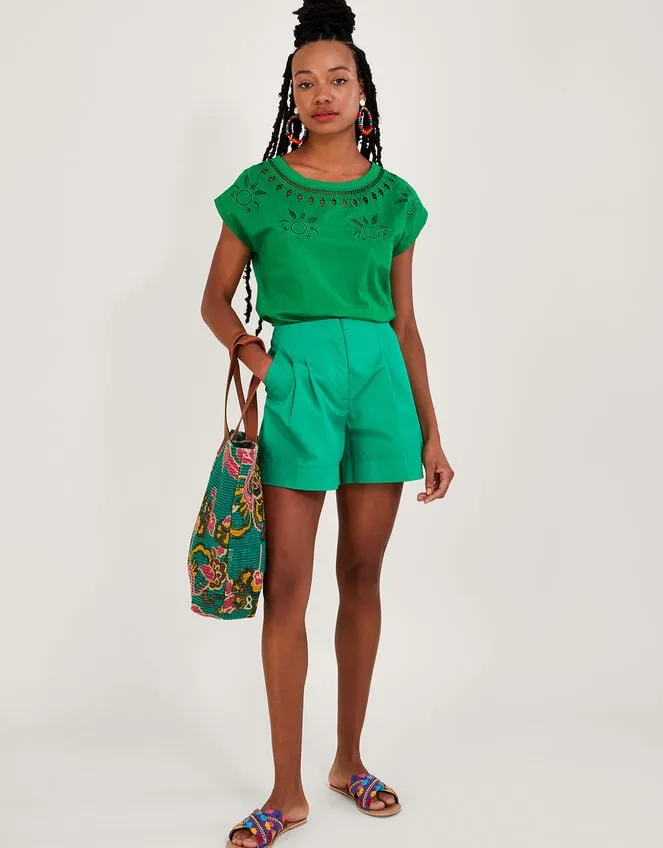 Floral CutOut TShirt Green Women Monsoon Tops and Blouses
