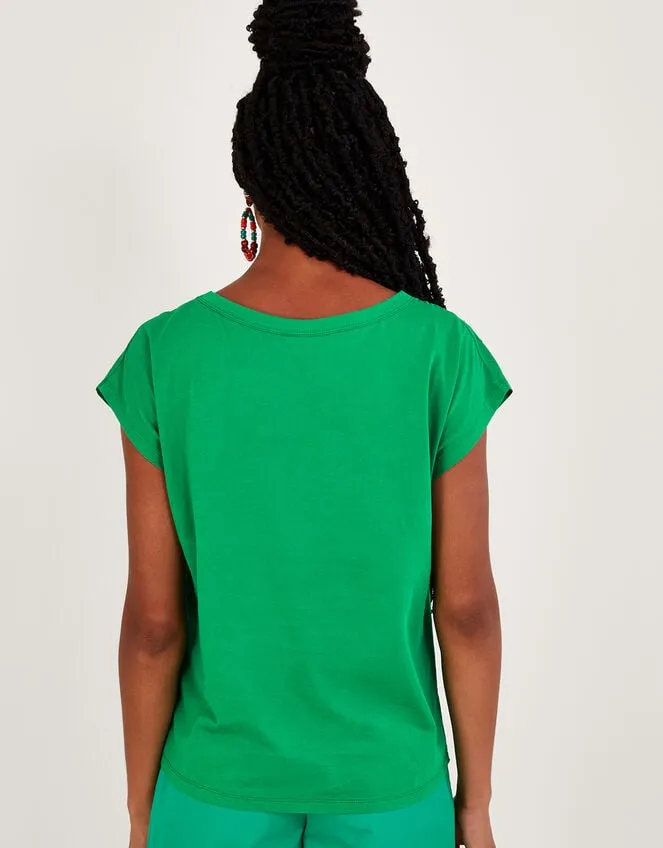 Floral CutOut TShirt Green Women Monsoon Tops and Blouses