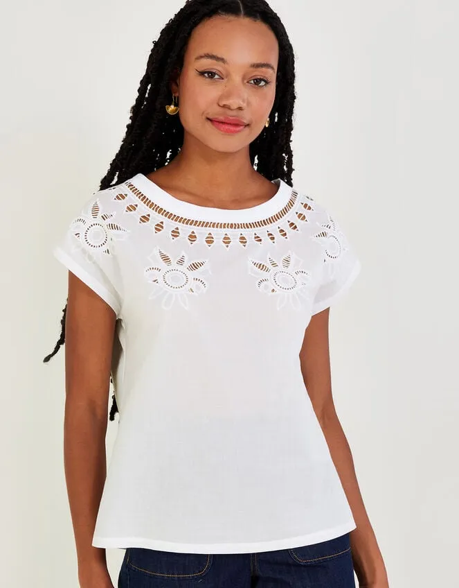 Floral CutOut TShirt Ivory Women Monsoon Tops and Blouses