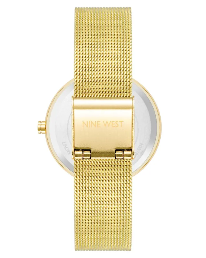 Floral Dial Mesh Bracelet Watch Gold WomenMen Nine West Watches