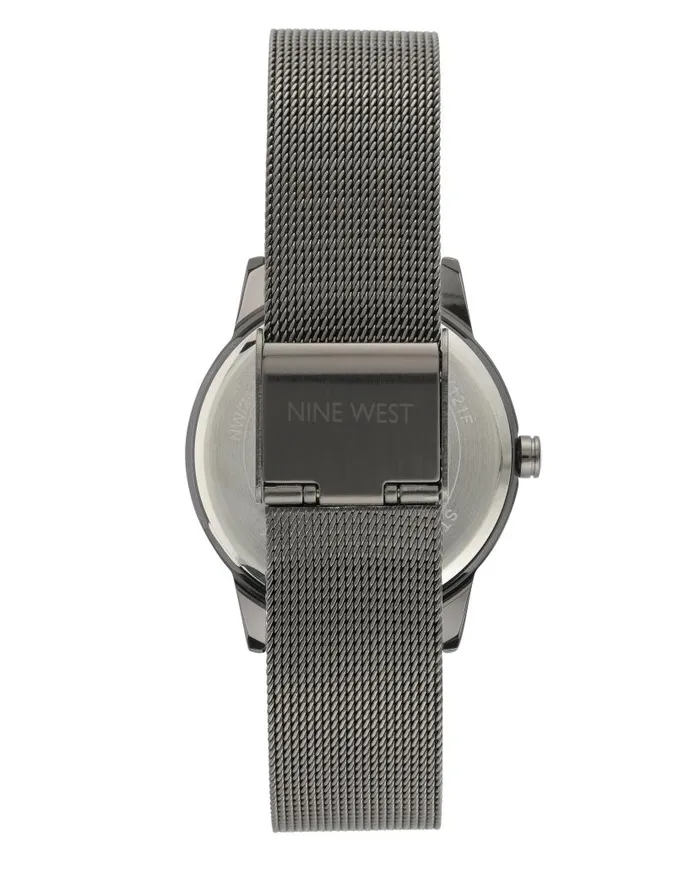 Floral Dial Mesh Bracelet Watch Gunmetal Grey WomenMen Nine West Watches