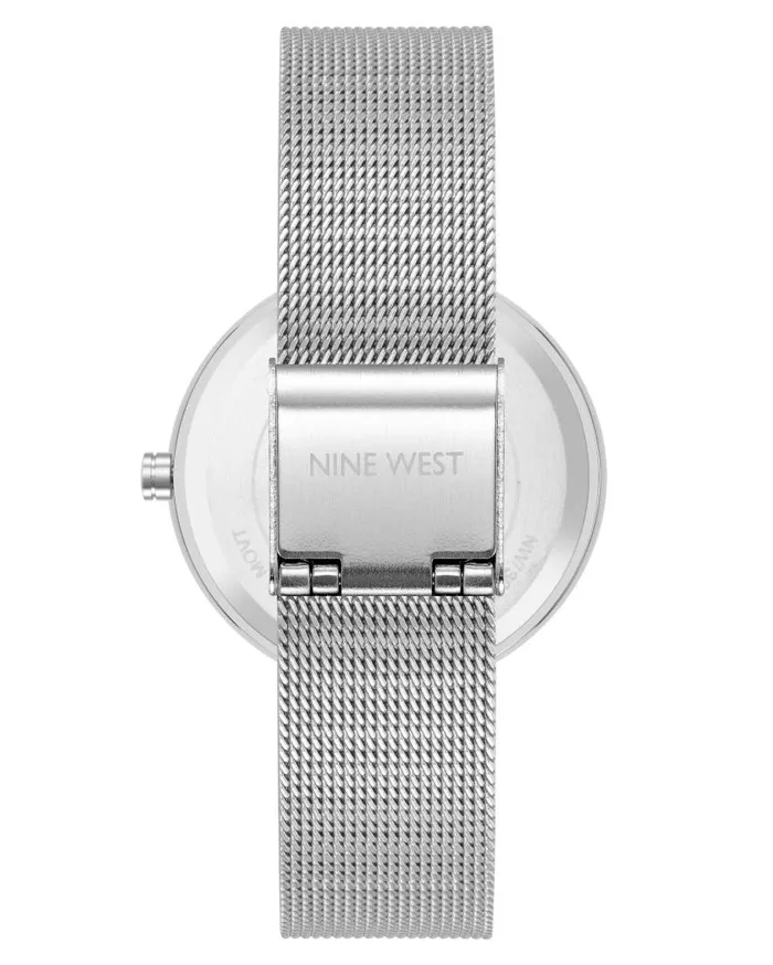 Floral Dial Mesh Bracelet Watch Silver WomenMen Nine West Watches