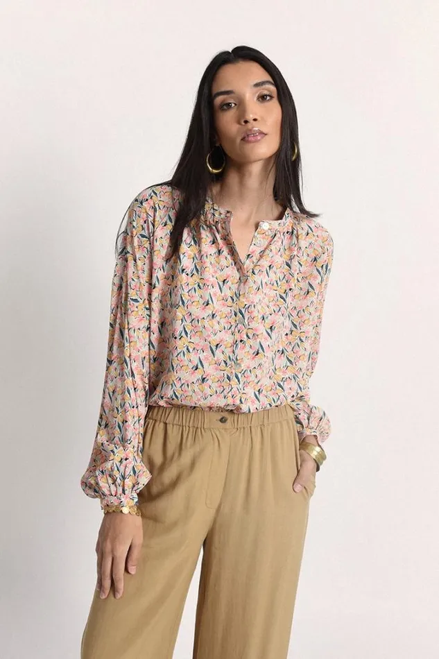 Floral Print Shirt BLUE CELESTE Women Molly Bracken Shirts