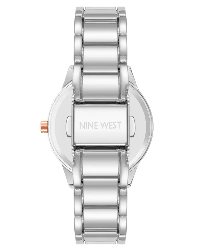 Flower Motif Dial Watch Silver WomenMen Nine West Watches