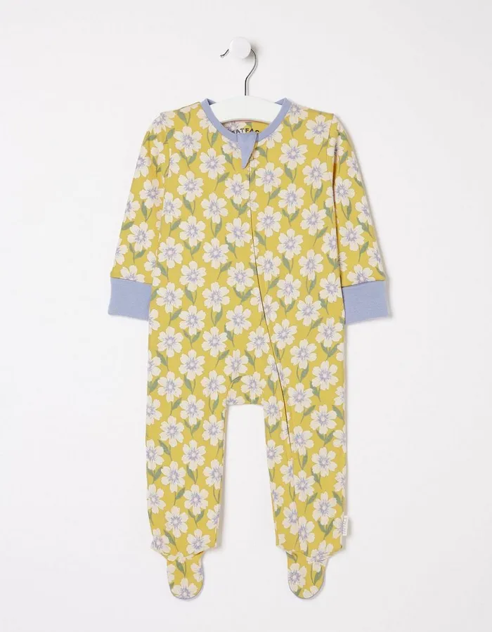 Flower Print Zipped Sleepsuit Baby FatFace Romper and Sleepsuits
