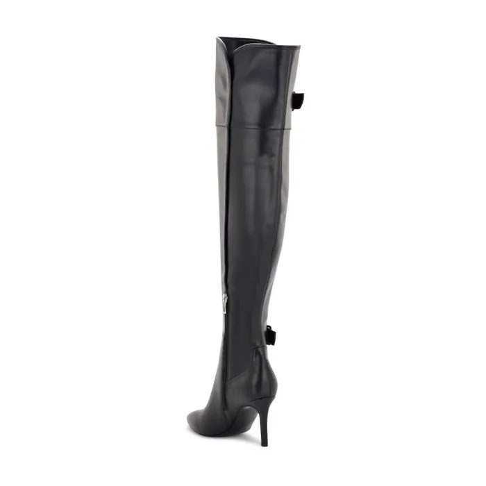 Flye Over The Knee Heeled Boots Black Women Nine West Boots and Booties