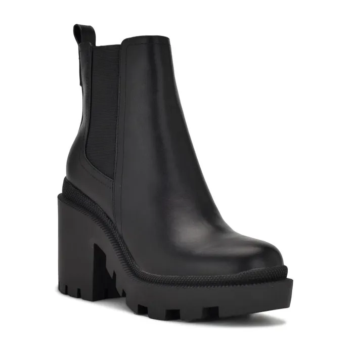 Forme Chelsea Lug Sole Booties Black Women Nine West Heels