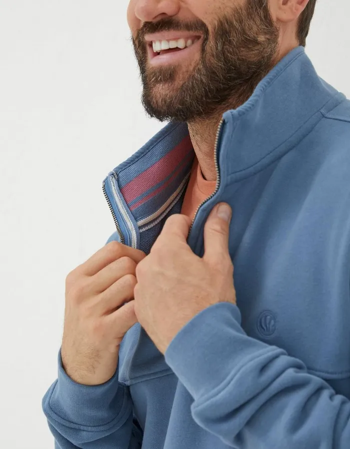 Fowey Half Neck Sweatshirt Light Denim Blue Men FatFace Sweatshirts and Hoodies