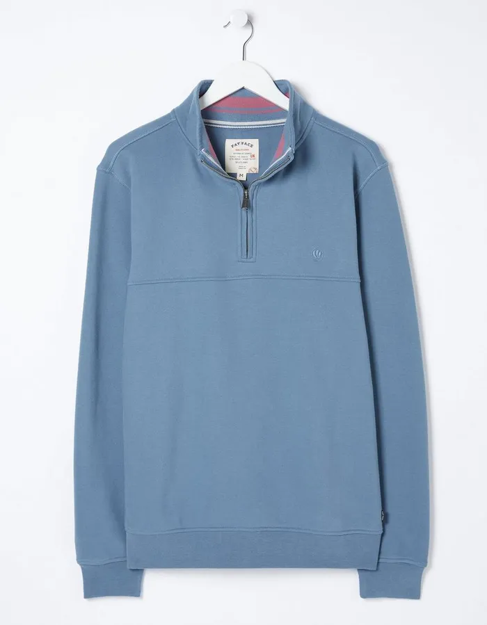 Fowey Half Neck Sweatshirt Light Denim Blue Men FatFace Sweatshirts and Hoodies