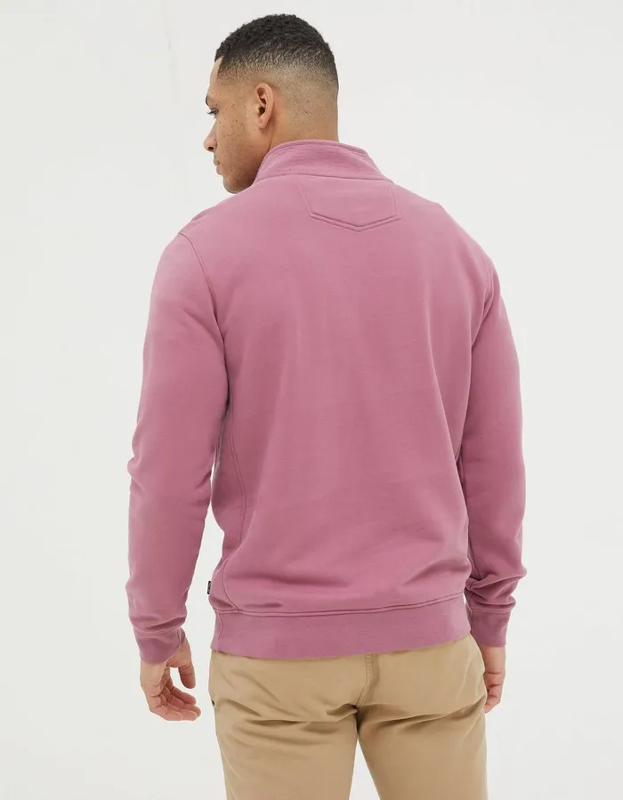 Fowey Half Neck Sweatshirt Rose Pink Men FatFace Sweatshirts and Hoodies