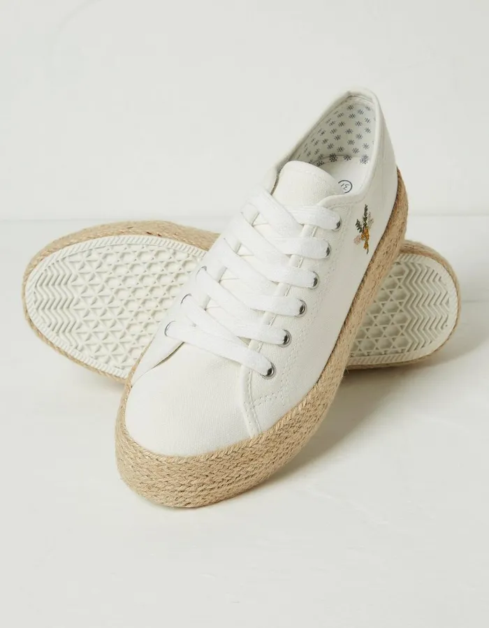 Francesca Jute Platform Trainers White Women FatFace Trainers