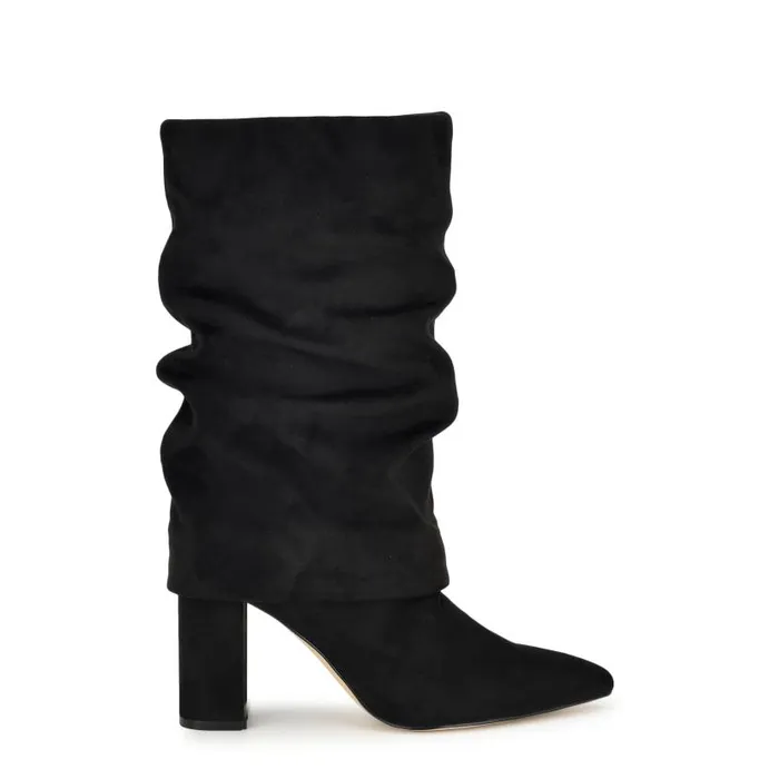 Francis Block Heel Cuff Boots Black Women Nine West Heels