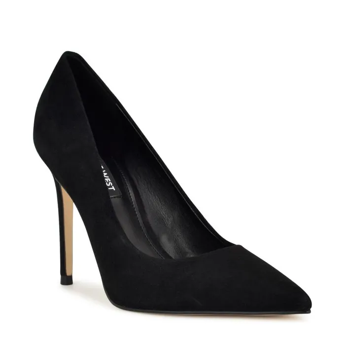 Fresh Pointy Toe Pumps Black Suede Women Nine West Heels