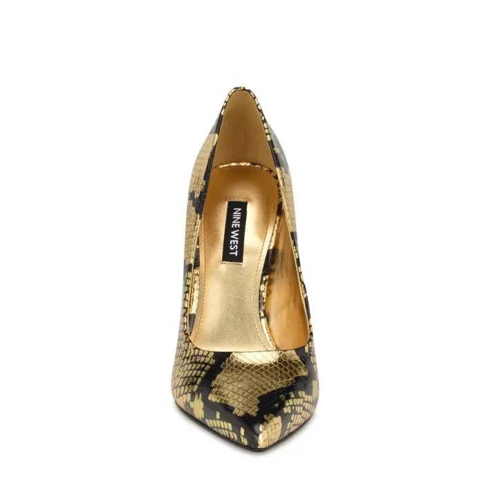 Fresh Pointy Toe Pumps Gold Snake Women Nine West Heels