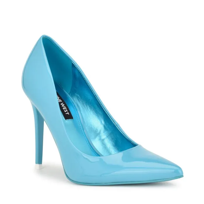 Fresh Pointy Toe Pumps Light Blue Patent Women Nine West Heels