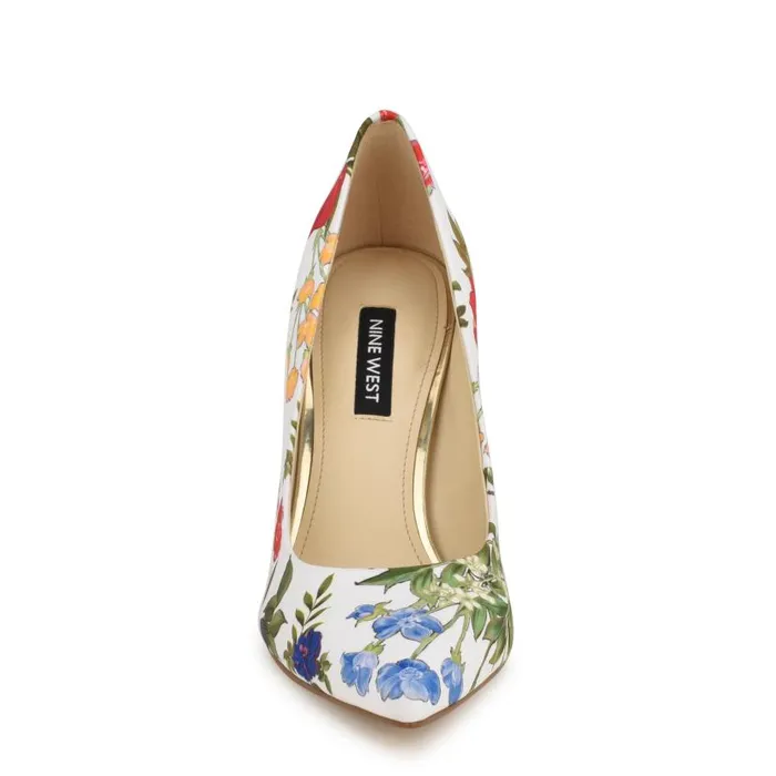 Fresh Pointy Toe Pumps White Floral Women Nine West Heels