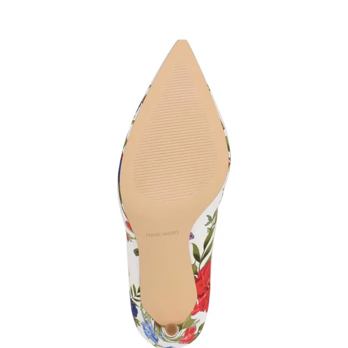 Fresh Pointy Toe Pumps White Floral Women Nine West Heels
